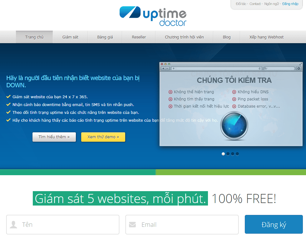 Kiểm tra uptime và downtime của website