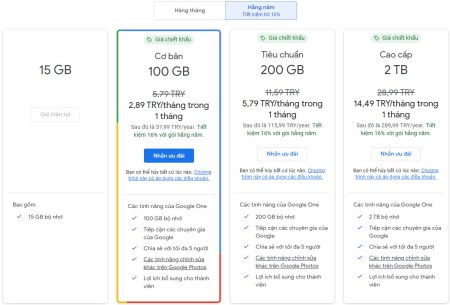 Đăng kí Google One, YouTube Premium giá rẻ