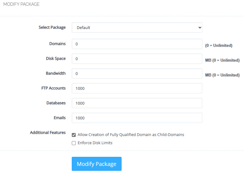 CyberPanel MODIFY PACKAGE