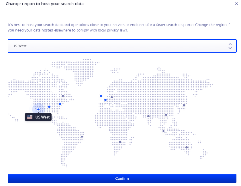 Your search data will be hosted in US West