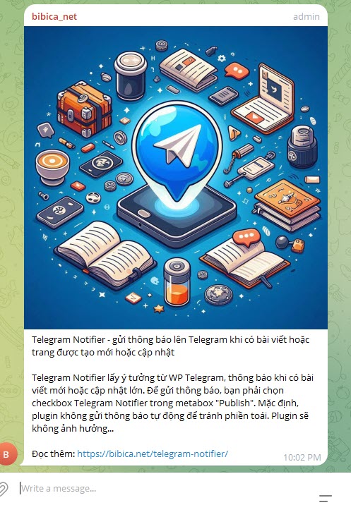 Telegram Notifier – gửi thông báo lên Telegram khi có bài viết, trang được tạo mới hoặc cập nhật